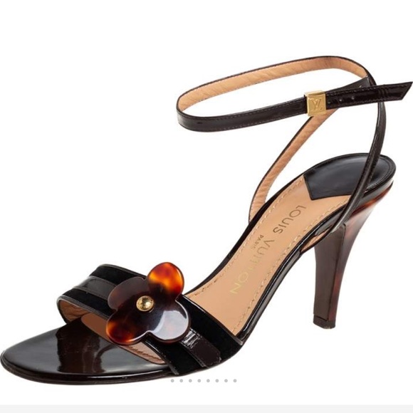 Louis Vuitton Black Heels with Floral Detail - Picture 1 of 13